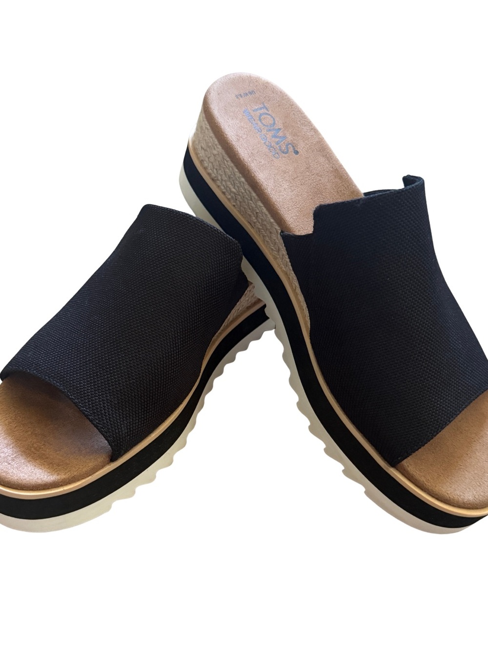 TOMS Diana Platform Mule Sandals Black & Tan 9.5M
